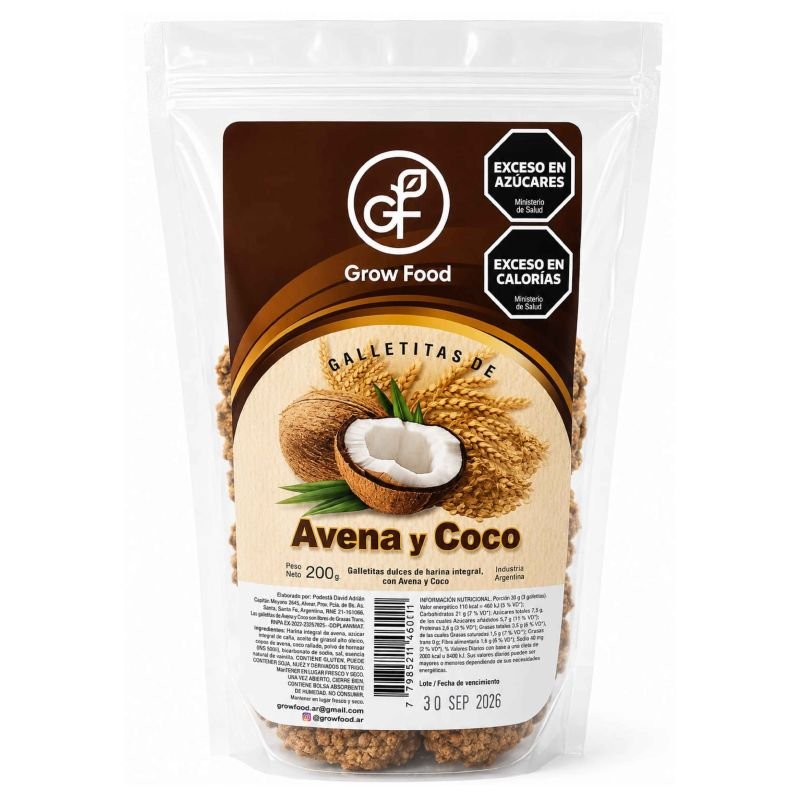 Galletitas dulces integrales AVENA Y COCO · 200g