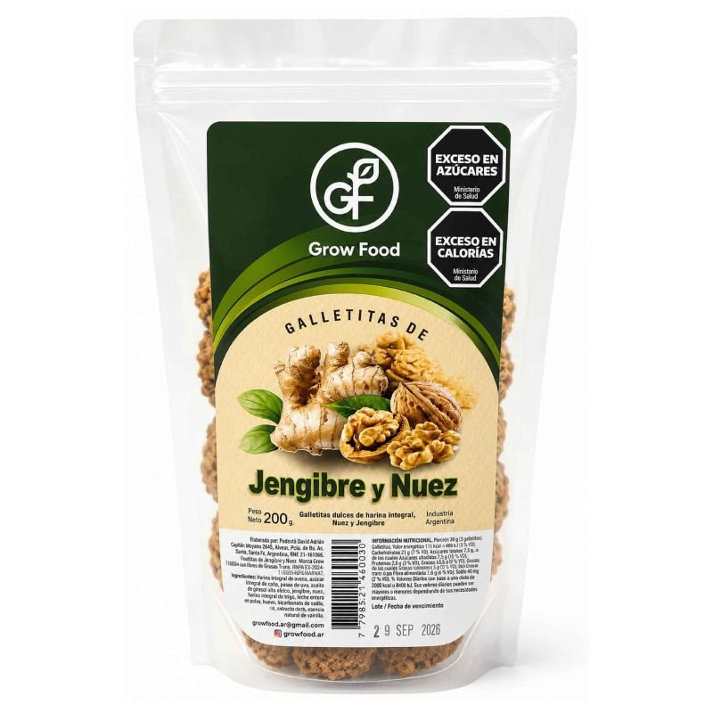 Galletitas dulces integrales JENGIBRE Y NUEZ · 200g