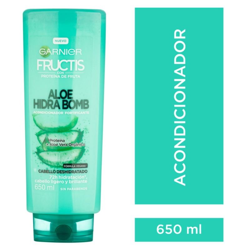 Hidratación por 72hs con el acondicionador Aloe Hidra Bomb 650ml Fructis de Garnier