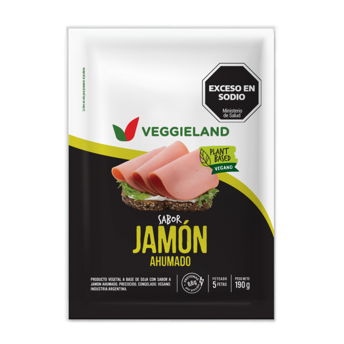 Jamon ahumado vegano. Feteado 5 fetas.