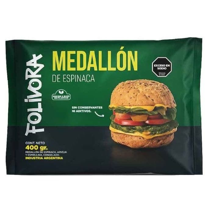 Medallón ESPINACA, ARVEJAS Y ESPIRULINA · 400g