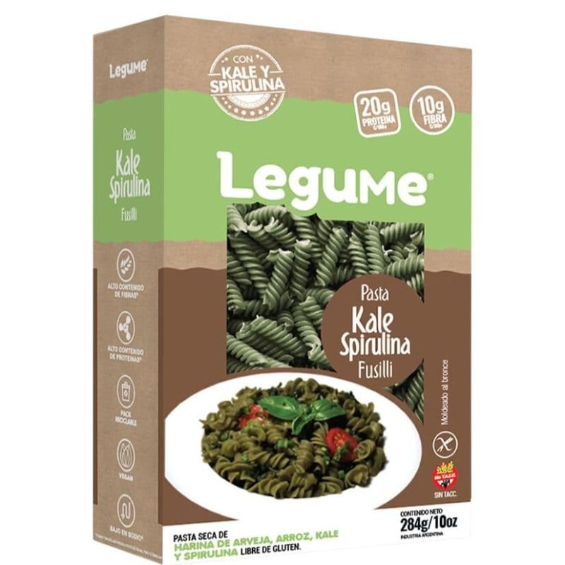 Pasta Fusilli - Legume KALE Y SPIRULINA  · 284g