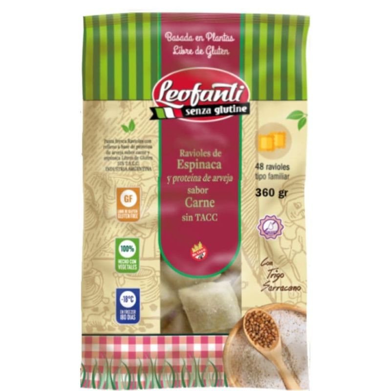 Ravioles CARNE DE ARVEJAS Y ESPINACA · 360g