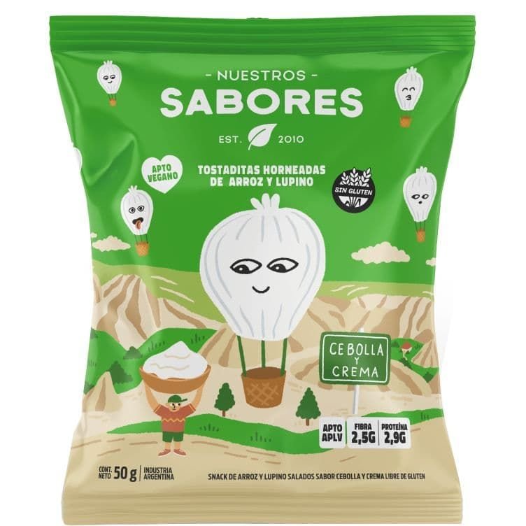 Tostadas de arroz y lupino CEBOLLA Y CREMA · 50g