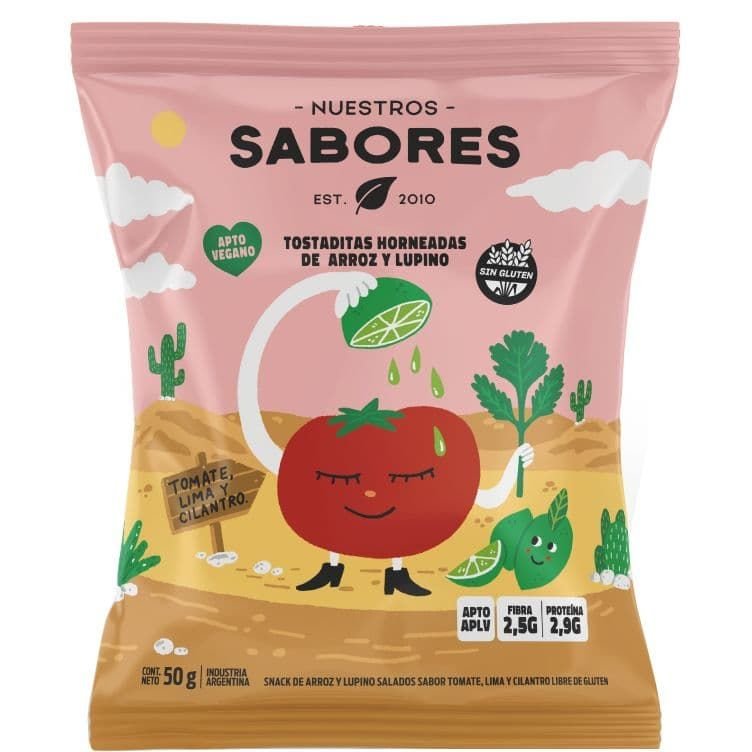 Tostadas de arroz y lupino TOMATE, LIMA Y CILANTRO · 50g