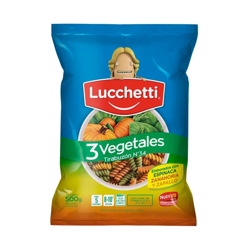Fideos Tirabuzón 3 Vegetales Nº34