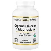 California Gold Nutrition, Calcio y Magnesium Plus D3 y K2, 180 comprimidos