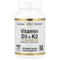 California Gold Nutrition, Vitamina D3 + K2 en forma de MK-7, 180 cápsulas vegetales
