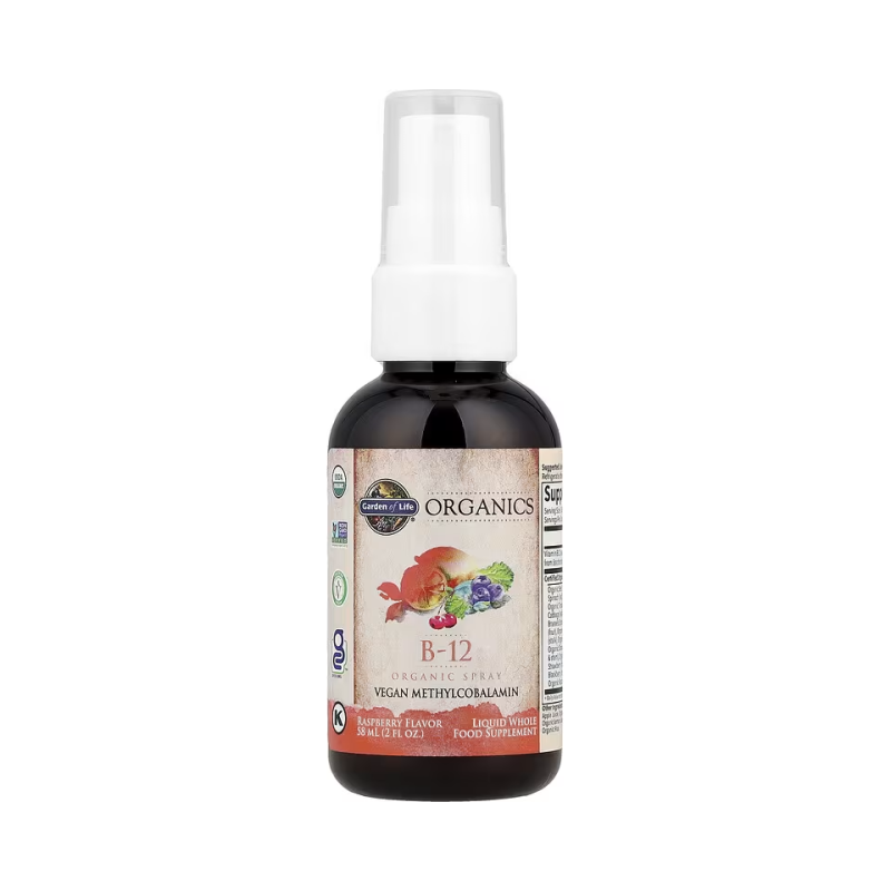 Garden of Life, Productos orgánicos, B-12 Organic Spray, Frambuesa