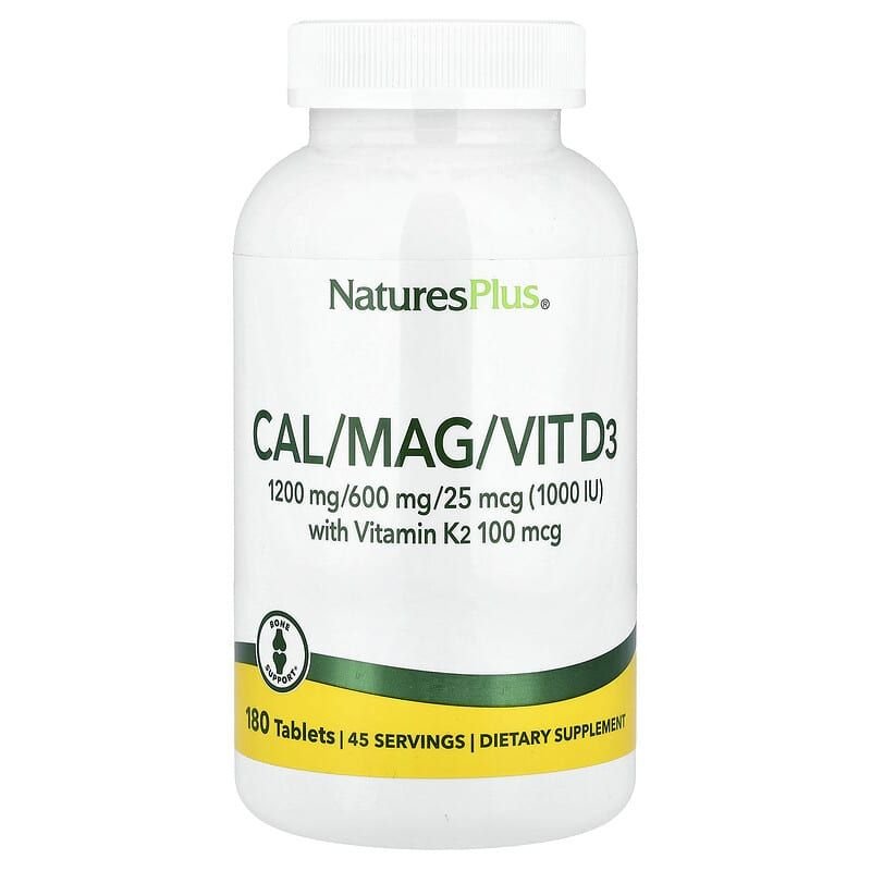 NaturesPlus, Cal/Mag/Vit D3 con vitamina K