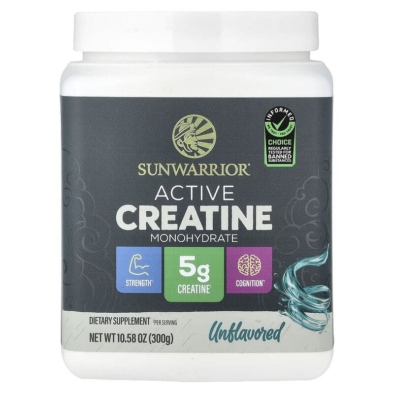 Sunwarrior, Sport, monohidrato de creatina activa, sin sabor, 300 g (10,58 oz)