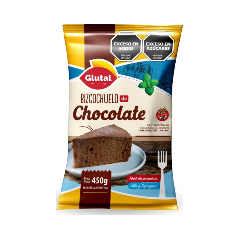 Premezcla para Bizcochuelos sabor Chocolate GLUTAL x 450g